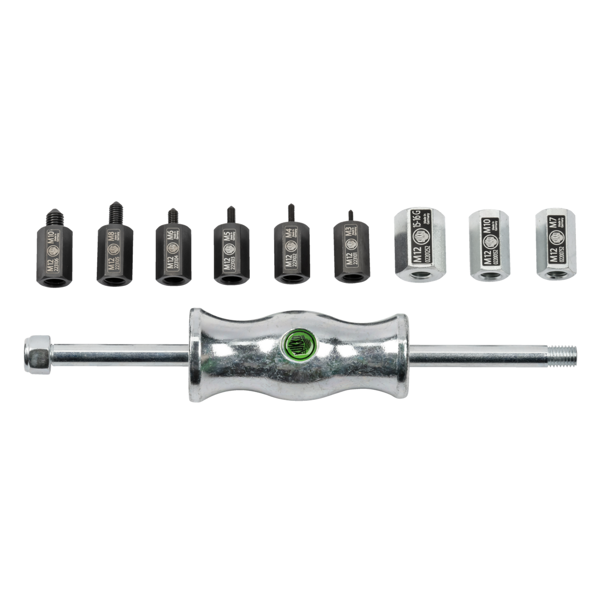 Kukko KS-22-01 | 10-piece sliding hammer set in set with thread adapte ...