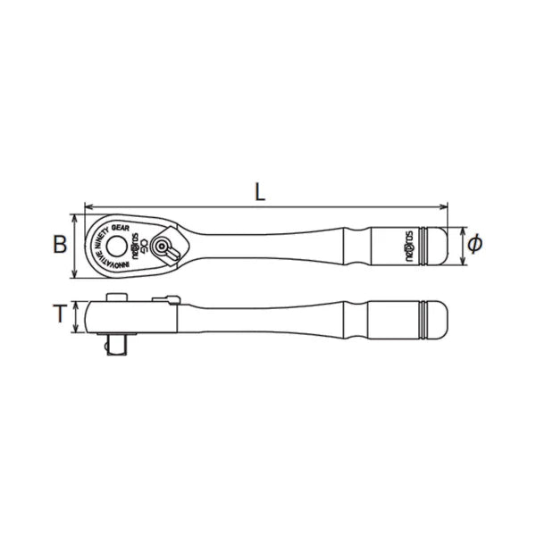 Nepros NBR290S 1/4" 90-Tooth Ratchet, Short