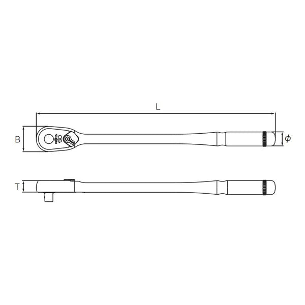 Nepros NBR490L 1/2" 90-Tooth Ratchet, Long