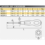 Nepros ND3P Wooden Screwdrivers, Phillips