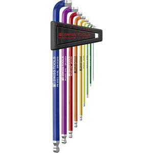 PB 2222 LH RB RainBow 90°–100° key L-wrenches with ball point, set in a practical plastic holder