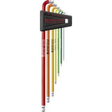 PB 2222 LH RB RainBow 90°–100° key L-wrenches with ball point, set in a practical plastic holder