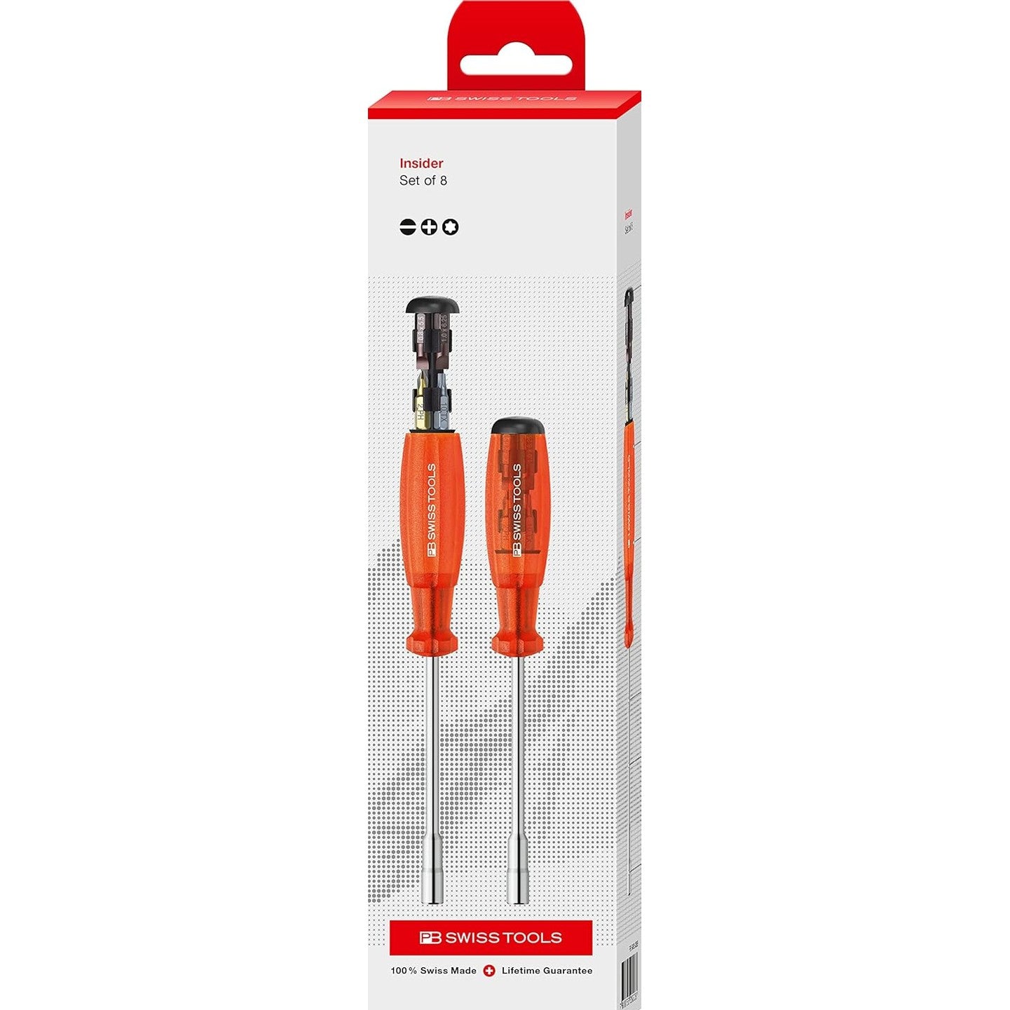 PB Swiss PB 6465.Red CBB - Insider Long – universal holder for 1/4” bits, including 8 C6 Precision Bits