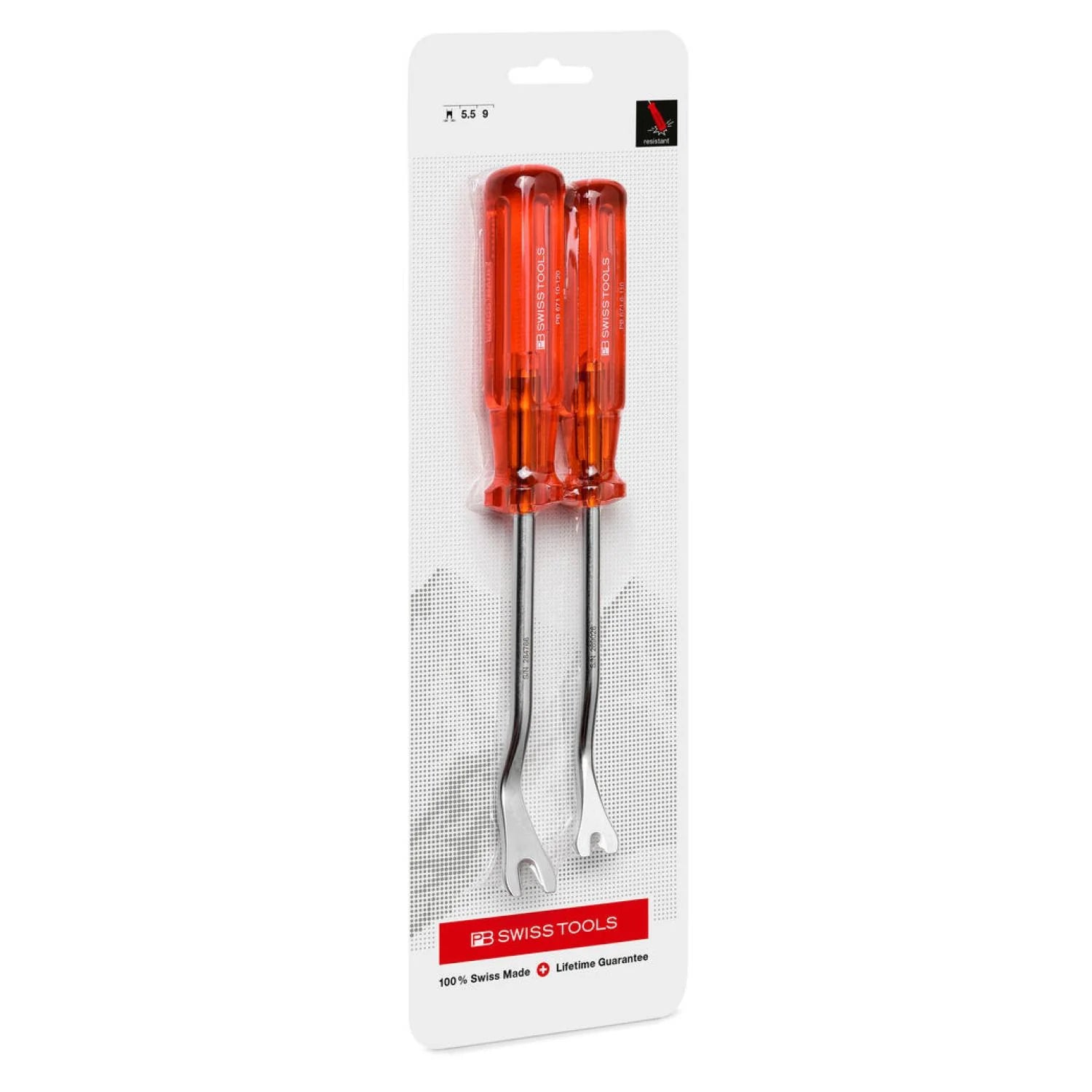PB Swiss PB 671.CN - Clip Clamp Tool, Classic handle, 2-Piece Set in Self-Service Packaging