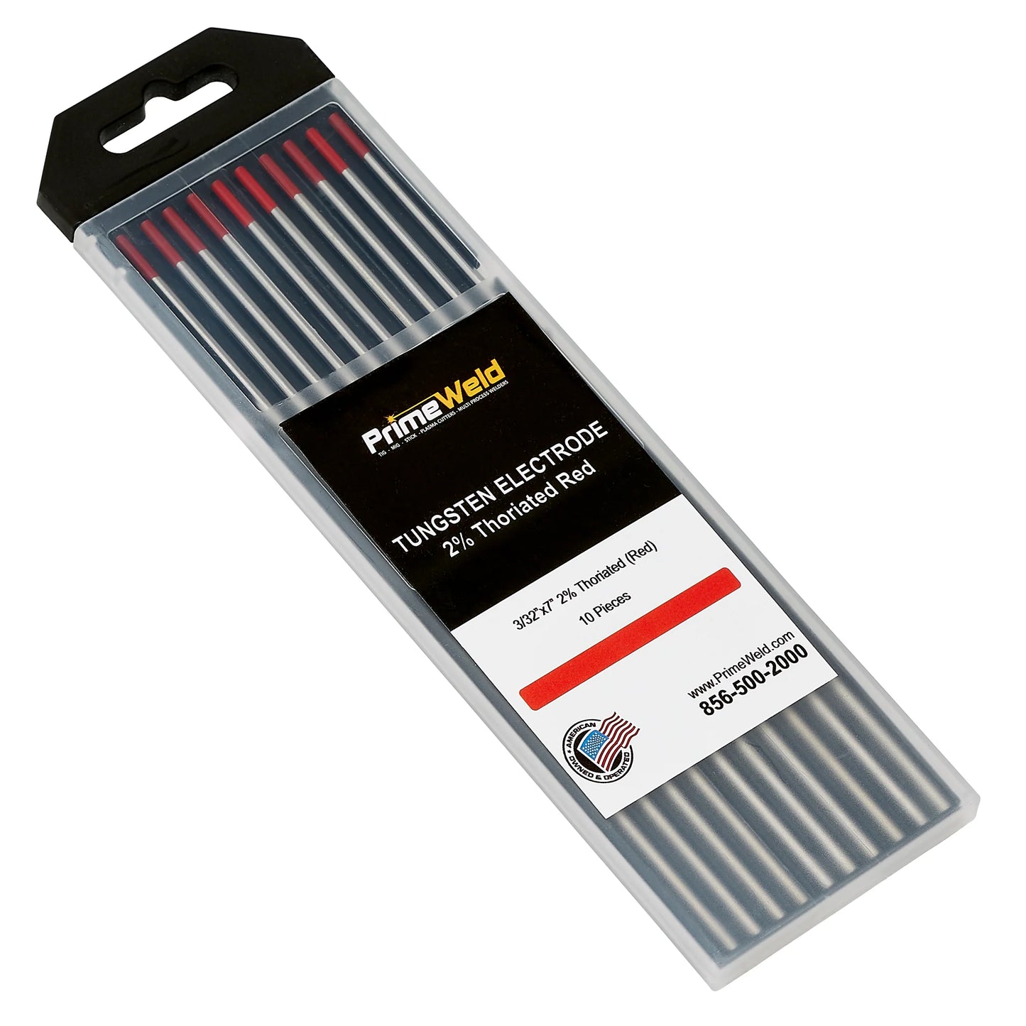 PrimeWeld 2% Thoriated Tungsten Electrode Red,WT20 TIG Welding Electrode