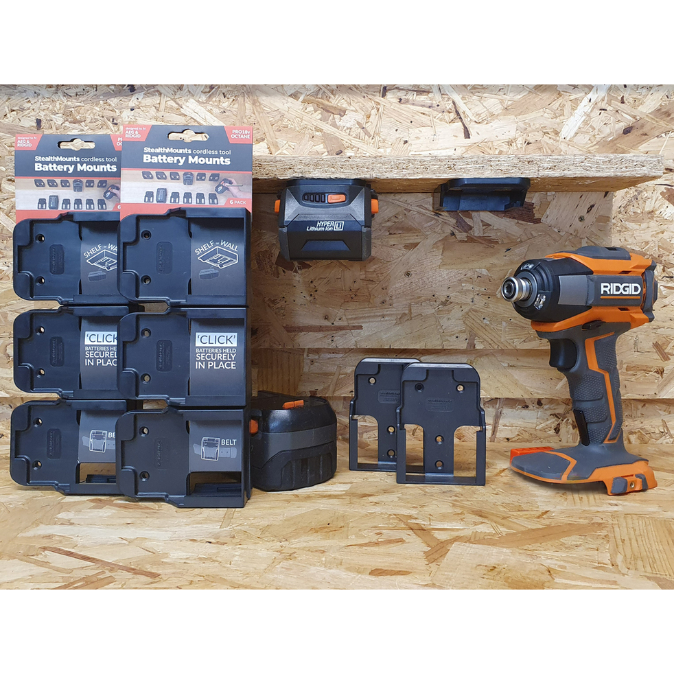 StealthMounts Battery Mounts for Ridgid 18v Cordless Batteries