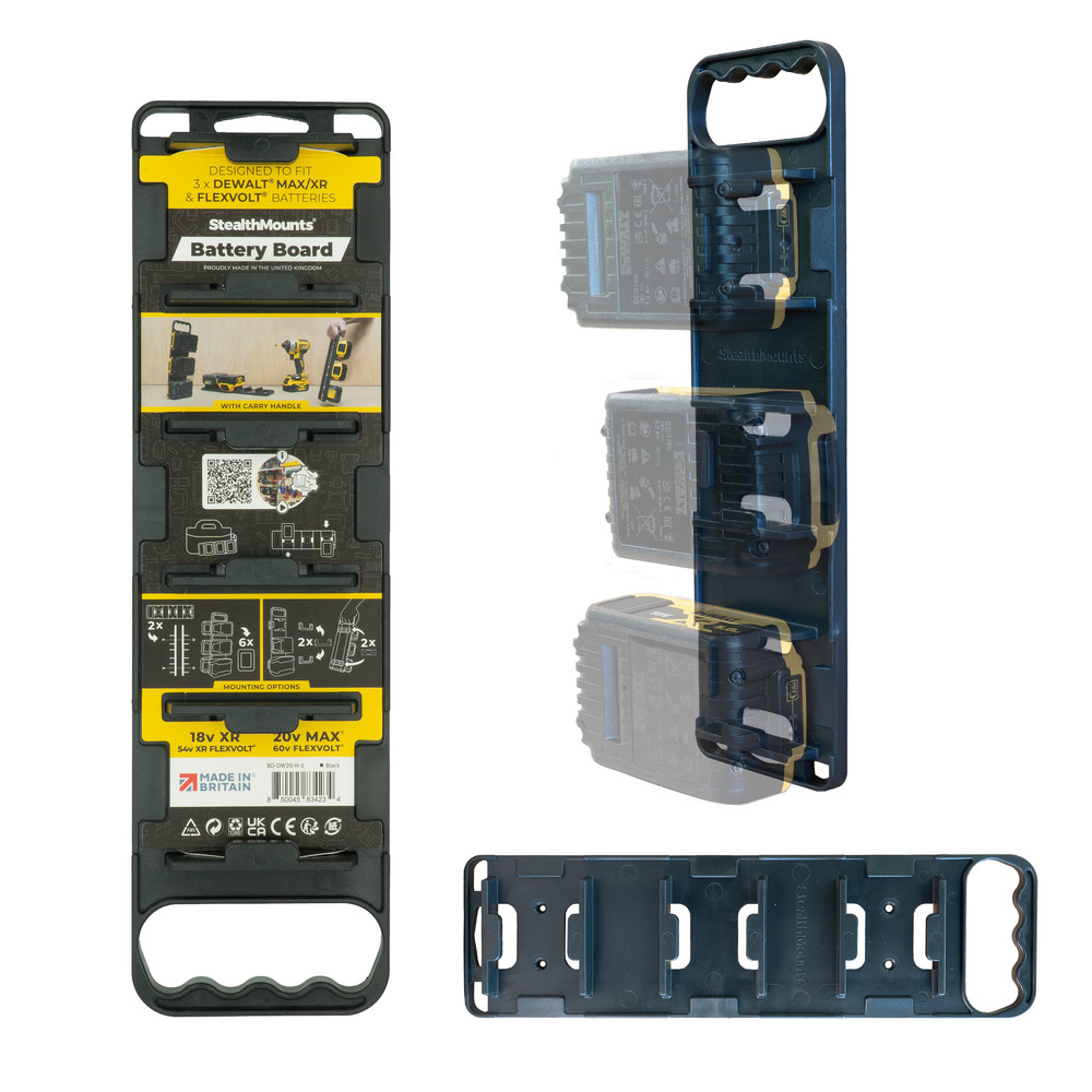 StealthMounts DeWalt 20V/60V Battery Holder Board with Handle