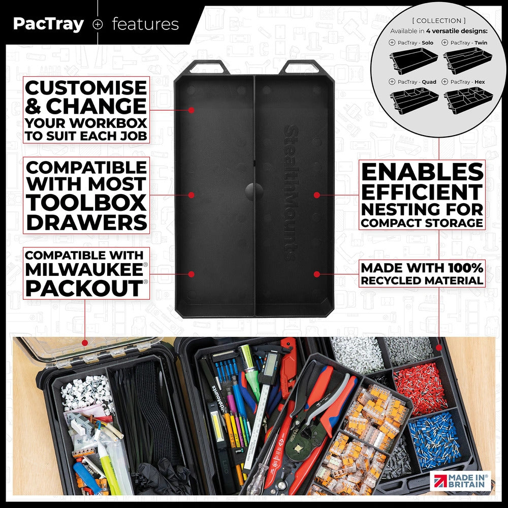 StealthMounts BLACK Double Compartment PacTray