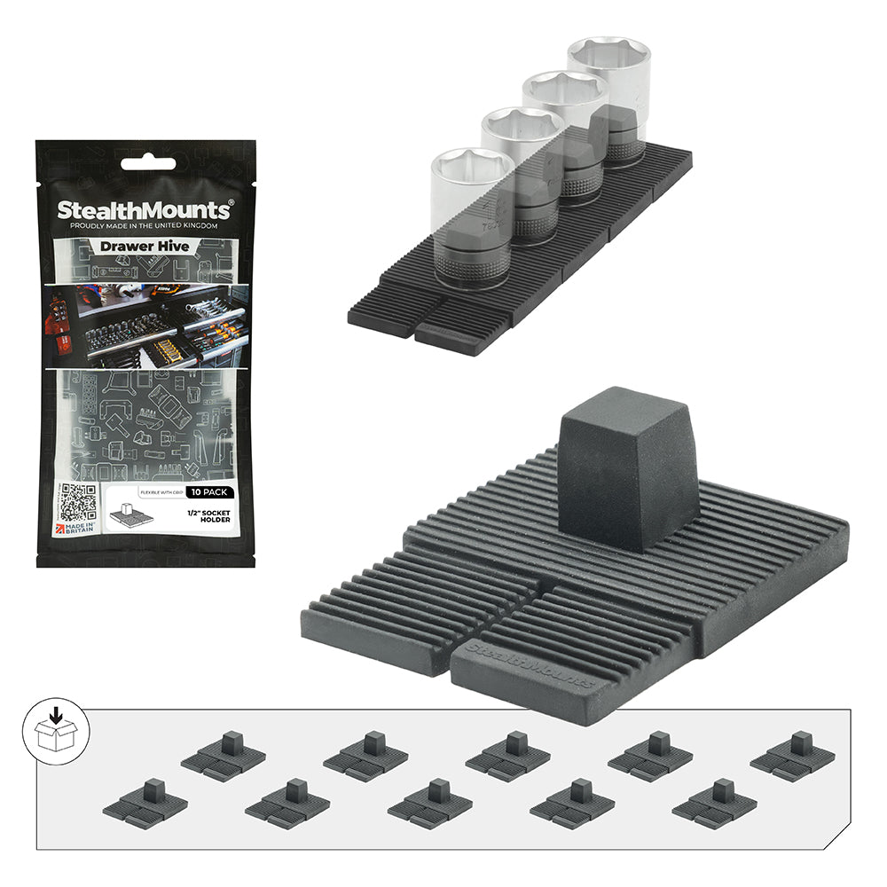 StealthMounts Drawer Hive 1/2" Socket Holder 10 pk.