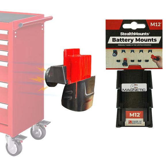 StealthMounts Milwaukee M12 Magnetic Battery Holders 3 Pack