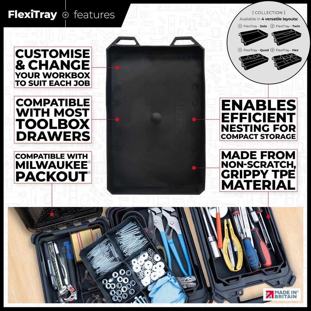StealthMounts BLACK Open Compartment FlexiTray