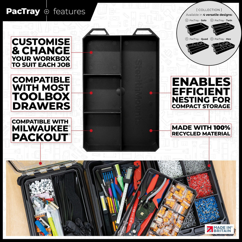 StealthMounts BLACK Quad Compartment PacTray