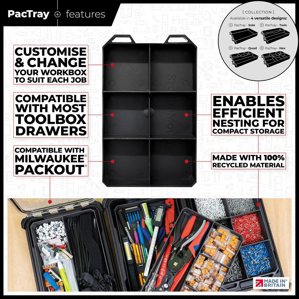StealthMounts BLACK Six Compartment PacTray