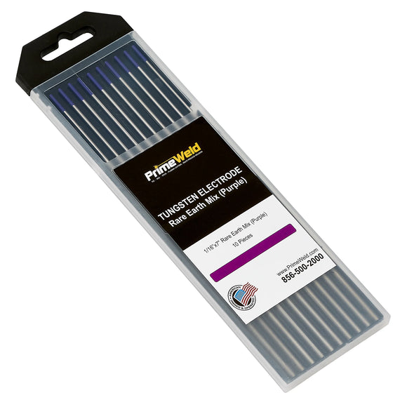 PrimeWeld Rare Earth Tungsten Electrode (Purple, EWG) TIG Welding Electrodes