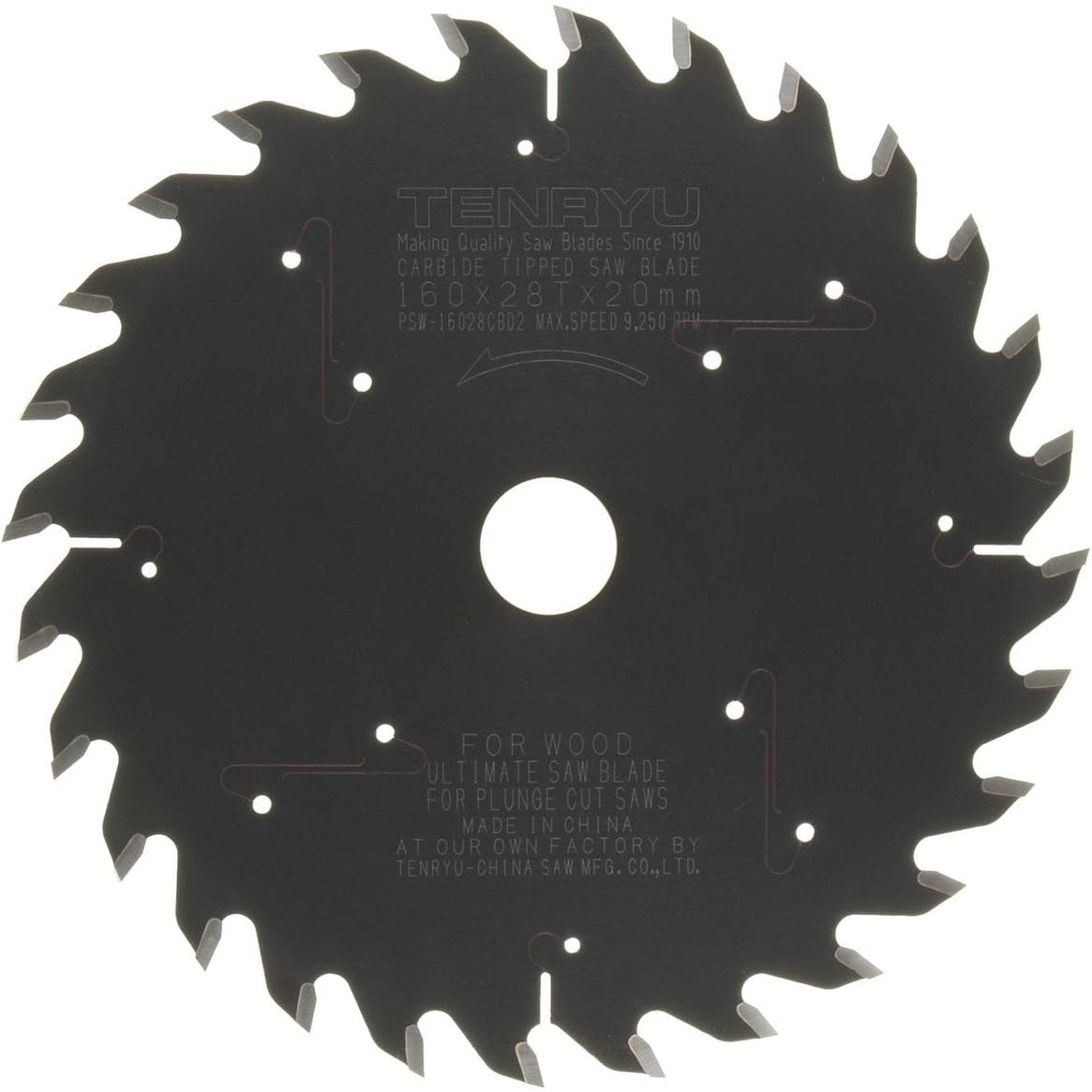 Tenryu PSW-16028CBD2 160mm X 28T Blade for Festool TS-55 Plunge Cut Saw