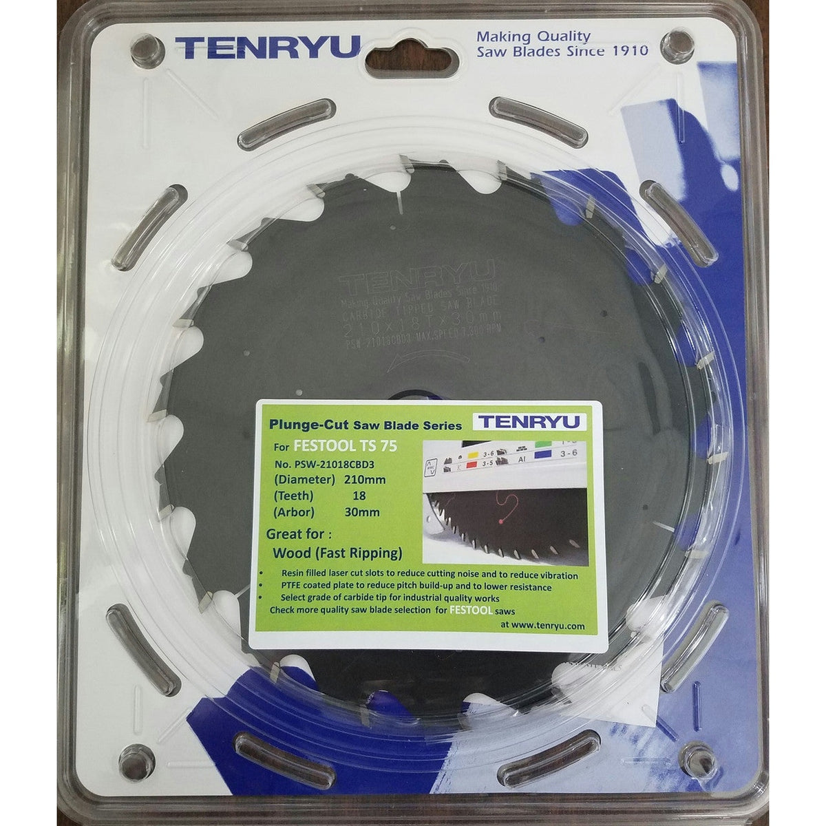 Tenryu PSW-21018CBD3 Wood Fast Ripping (Fits Festool TS 75 Festool #49 ...