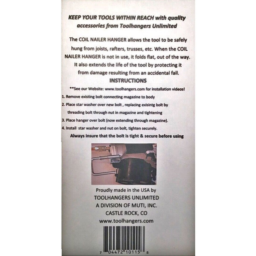 Tool Hangers 10115 Coil Nailer Hanger – Teal Packaging