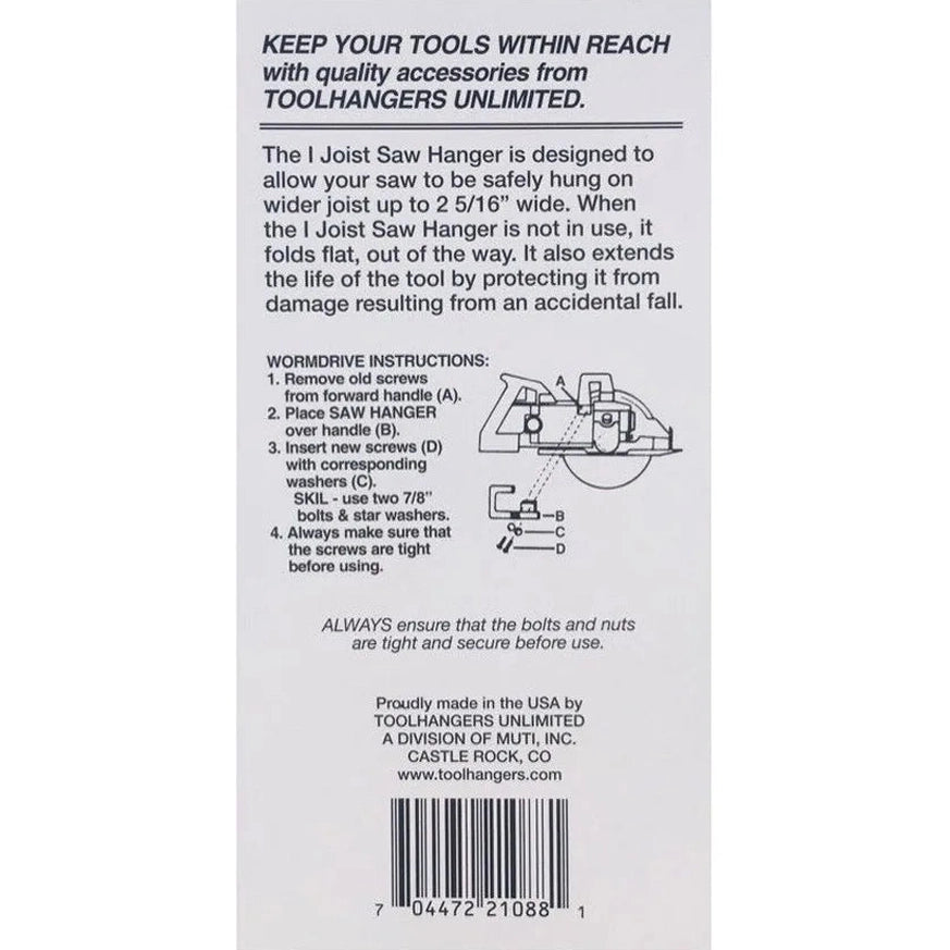 Tool Hangers 21087XH I-Joist Saw Hanger