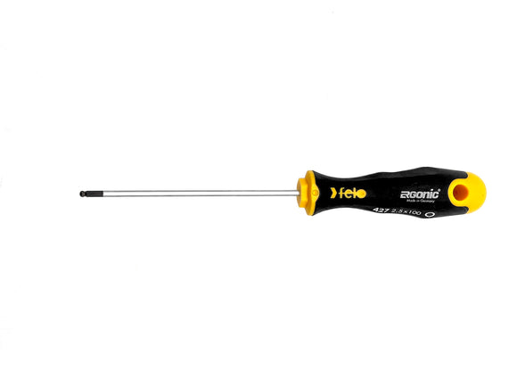 Felo 42725340 Ergonic Ball End Hex Screwdriver, 2,5 mm x 100 mm