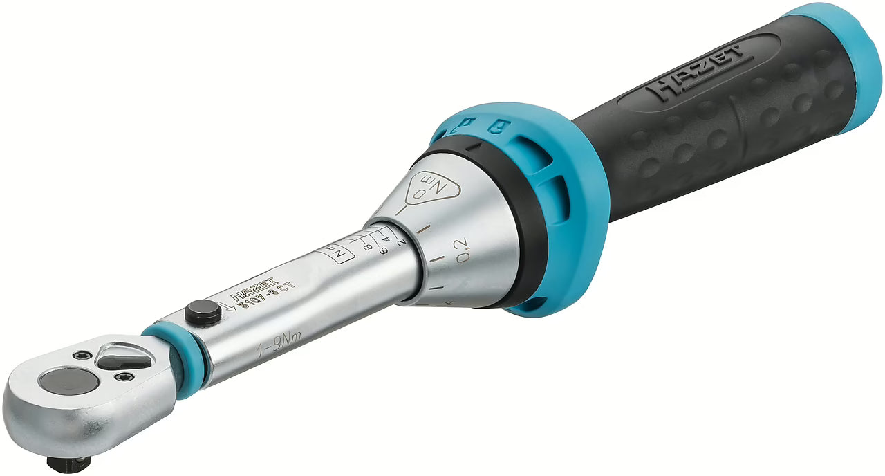 Hazet 5107-3CTCAL 1⁄4″ Torque wrench with DAkkS calibration certificate ∙ 1 – 9 Nm ∙ ±4%