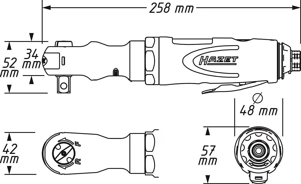Hazet 9022P-2 1⁄2″ Air ratchet