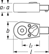Hazet 6408 Insert reversible ratchet for bits