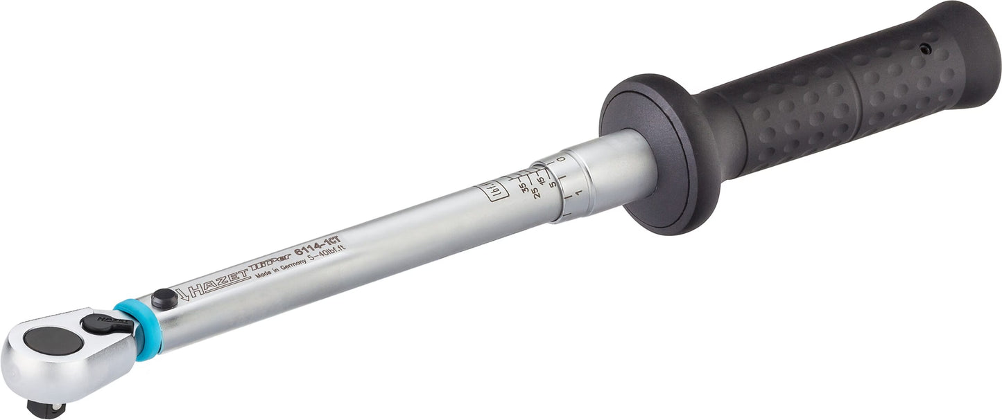 Hazet 6114-1CT 3⁄8″ Torque wrench ∙ US-STANDARD ∙ 6.8 – 54.2 Nm ∙ 5 – 40 lbf.ft ∙ ±3% ∙ With HiPer reversible ratchet
