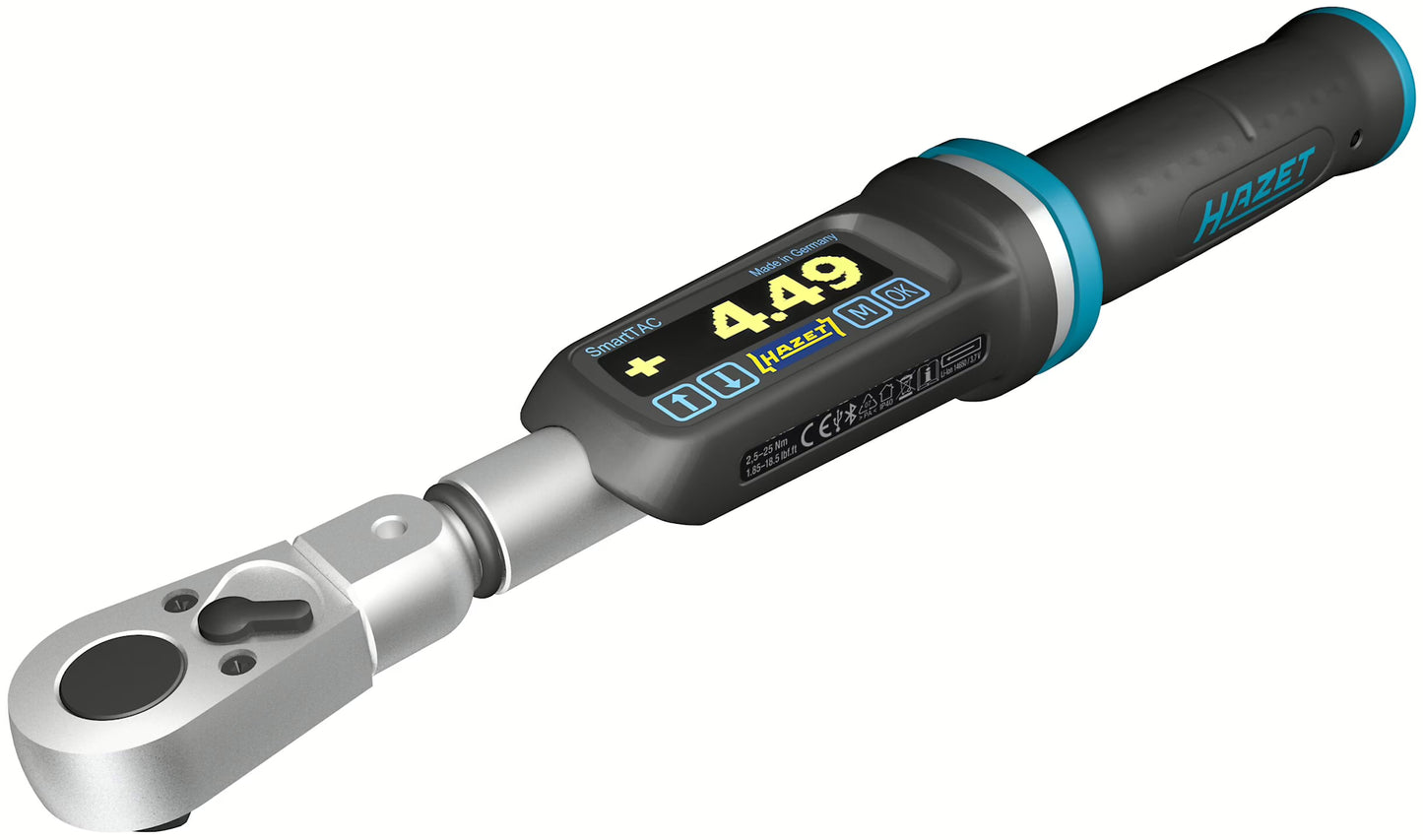 Hazet 7281-5STAC 9 x 12 mm ∙ 1⁄4″ Electronic torque wrench with built-in angle gauge ∙ 2.5 – 25 Nm ∙ 1.85 – 18.5 lbf.ft ∙ ±2%