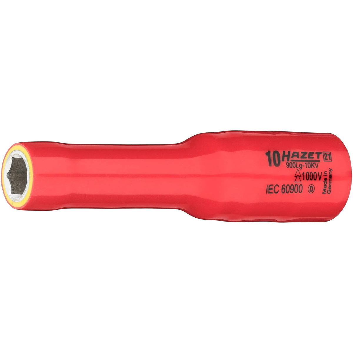 Hazet 900LG-10KV 1⁄2″ Socket ∙ long ∙ with protective insulation ∙ Outer 6-point traction profile ∙ 10 mm