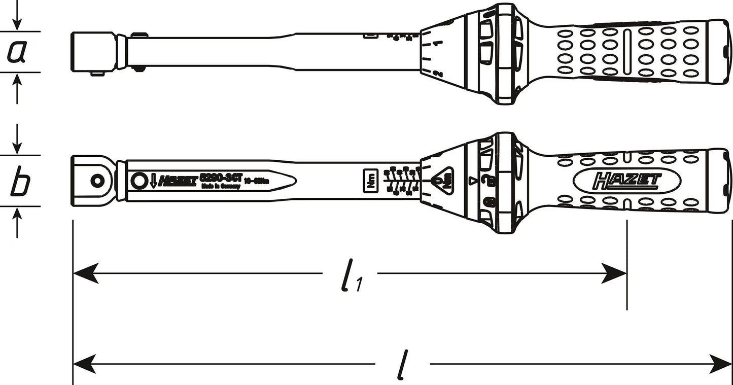 Hazet 5280-3CT 9 x 12 mm Torque wrench ∙ 2.5 – 25 Nm ∙ ±3%