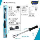 Hazet 6122-1CT 1⁄2″ Torque wrench ∙ 40 – 200 Nm ∙ ±2% ∙ With HiPer reversible ratchet