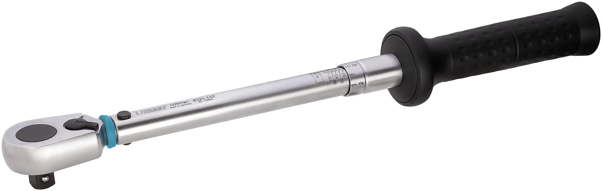 Hazet 6121-1CTCAL  1⁄2″ Torque wrench with DAkkS calibration certificate ∙ 20 – 120 Nm ∙ ±2% ∙ With HiPer reversible ratchet