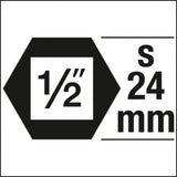 Hazet 903SLG6/5  1⁄2″ ∙ 24 mm outside hexagon Impact socket set ∙ Outer 6-point traction profile
