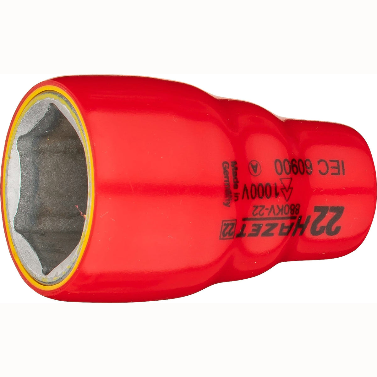 Hazet 880KV-22 3⁄8″ Socket ∙ with protective insulation ∙ Outer 6-point traction profile ∙ 22 mm