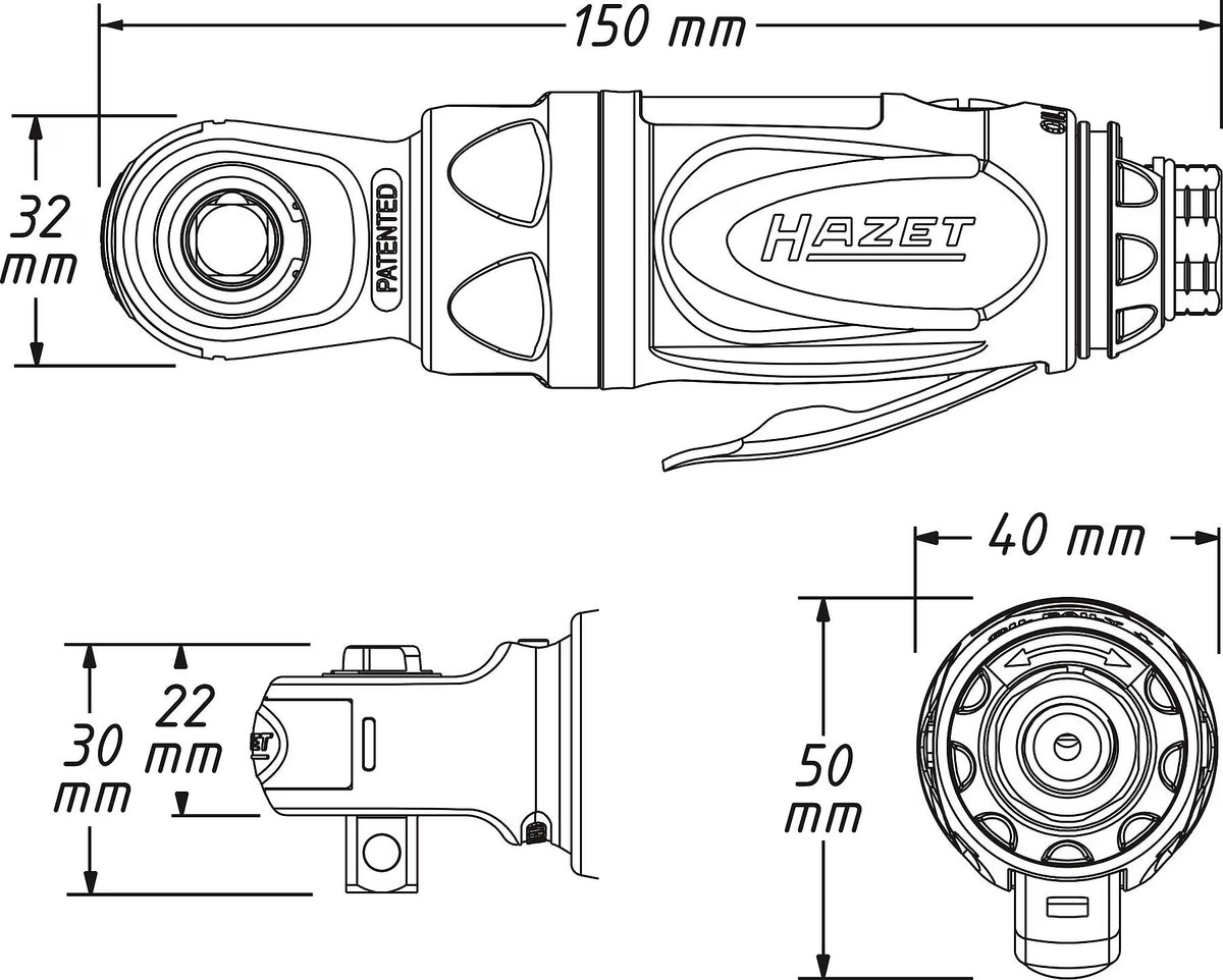 Hazet 9021P-2 3⁄8″ Mini air ratchet