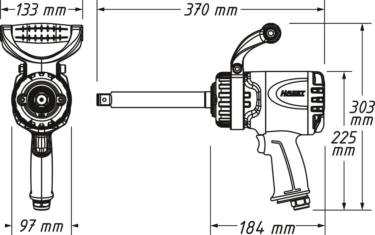 Hazet 9013LGTT 3⁄4″ Twin Turbo impact wrench ∙ long spindle ∙ 3800 Nm