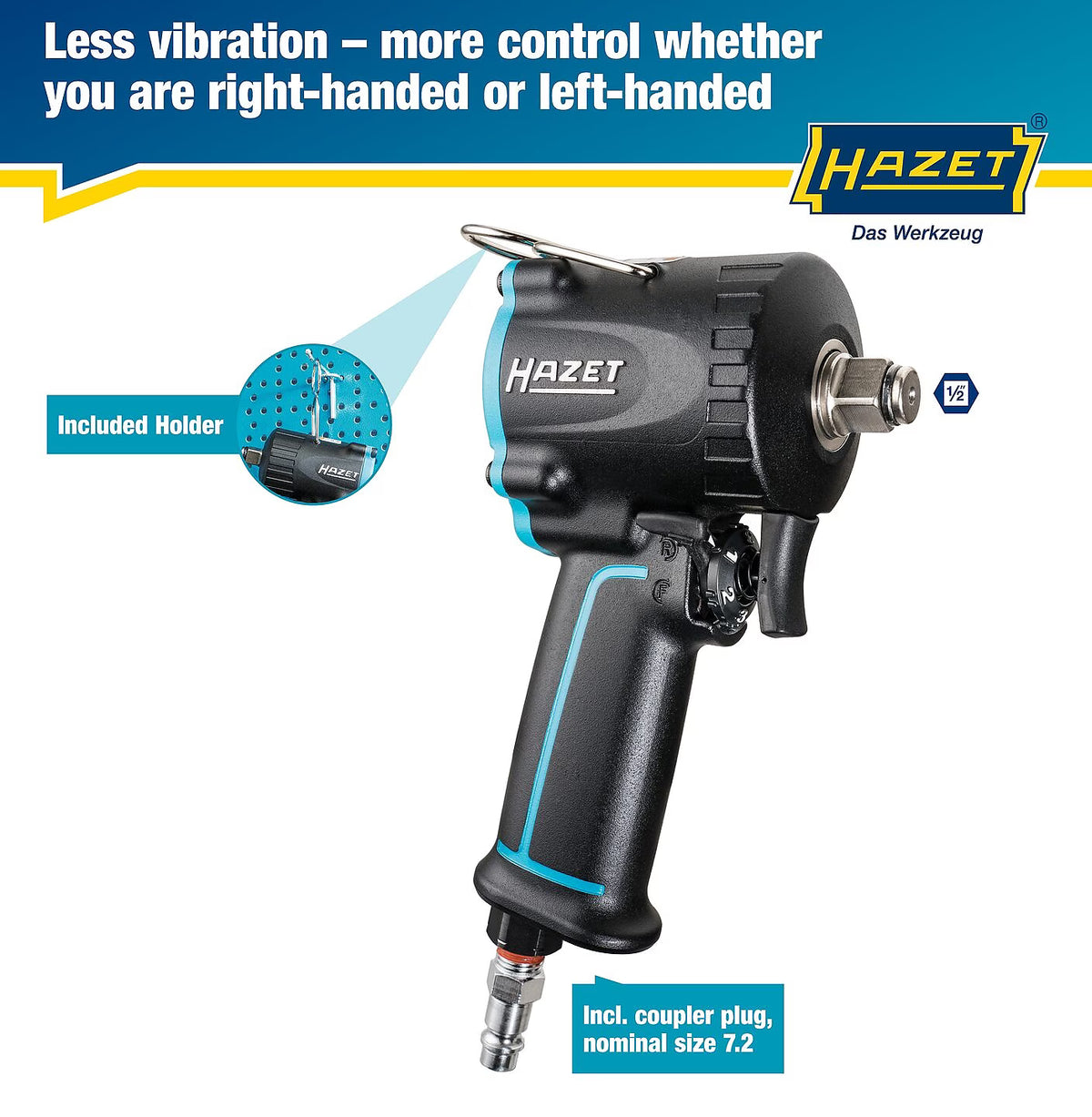 Hazet 9012M-1  1⁄2″ Impact wrench ∙ extra short ∙ 1200 Nm