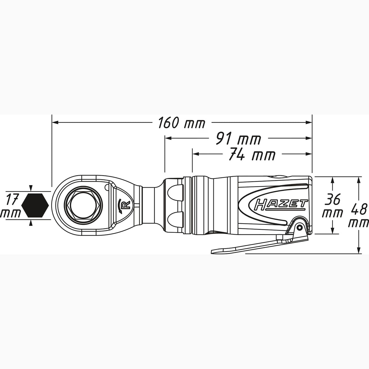 Hazet 9023M-1  1⁄4″ ∙ 3⁄8″ ∙ 1⁄4″ Mini multifunctional air ratchet