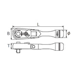 Nepros NBRC390FS 3/8" 90-Tooth Compact Ratchet, Flex Short