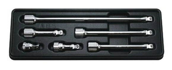 Koken PK3763/6 3/8 Sq. Dr. Wobble-Fix Extension Bar set 32-250mm ABS Tray 6 pieces