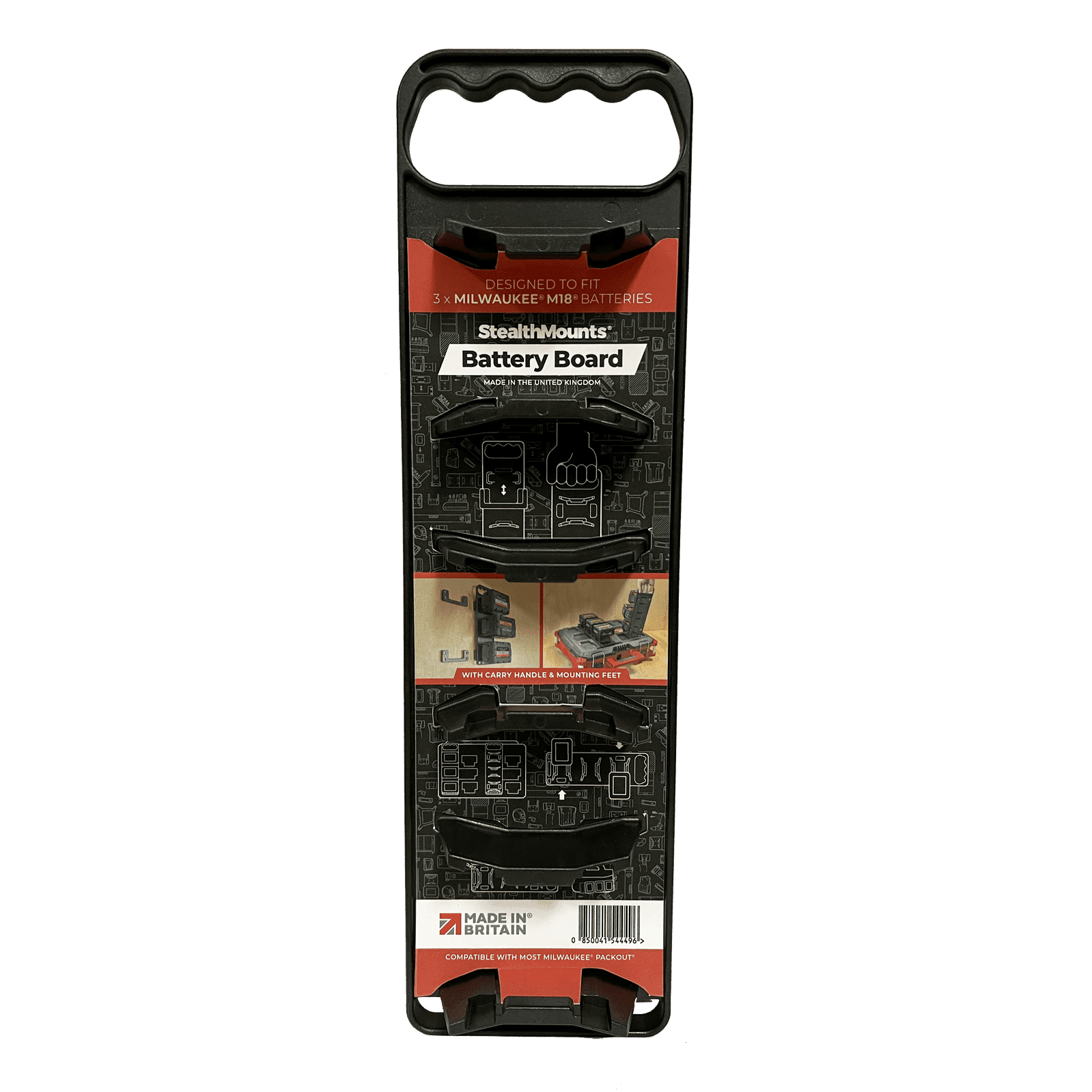 Milwaukee PACKOUT Tool Box Attachment M18 Battery Rack Black/Red Milwaukee PACKOUT Tool Box Attachment M18 Battery Rack Black/Red